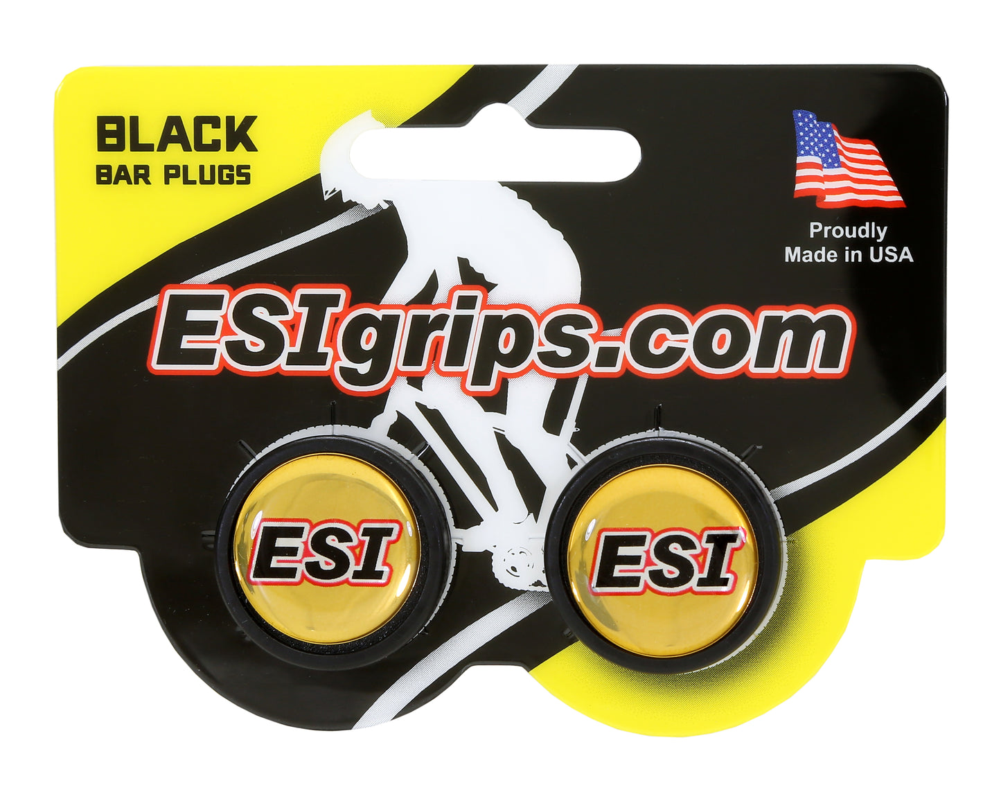 ESI Grips Bar Plugs in Black with Gold ESI Decal