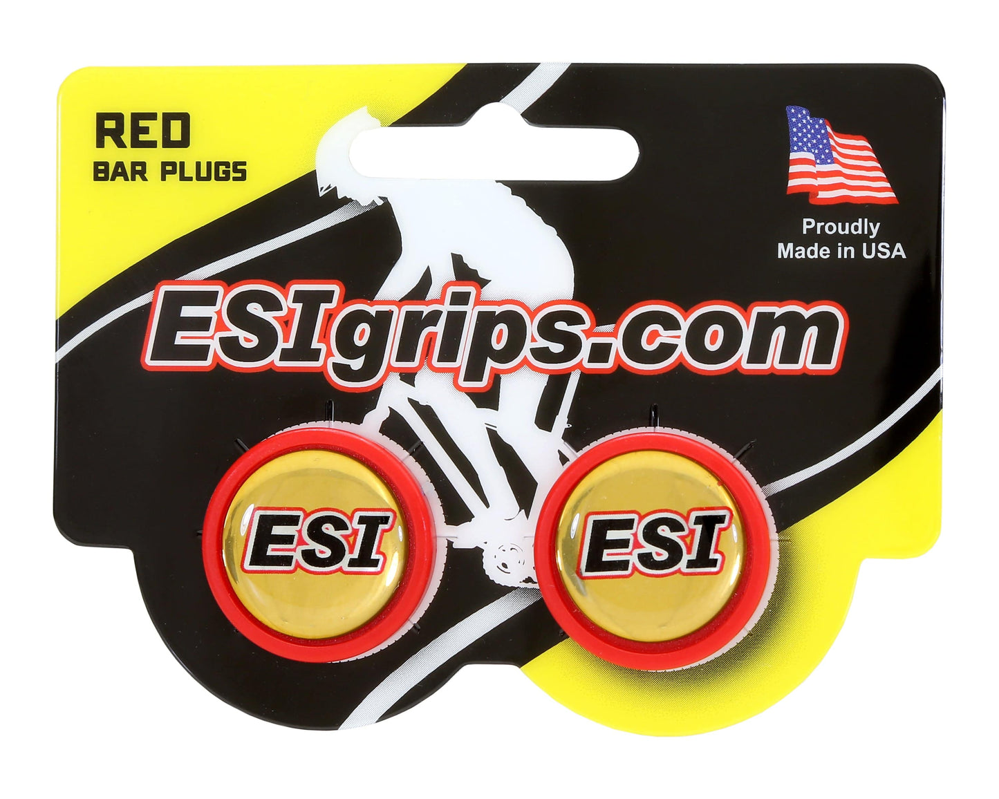 ESI Grips Bar Plugs in Red with Gold ESI Decal