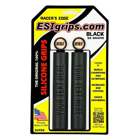 Custom Engraved ESI Grips Silicone Bicycle Grips in Racers Edge Black