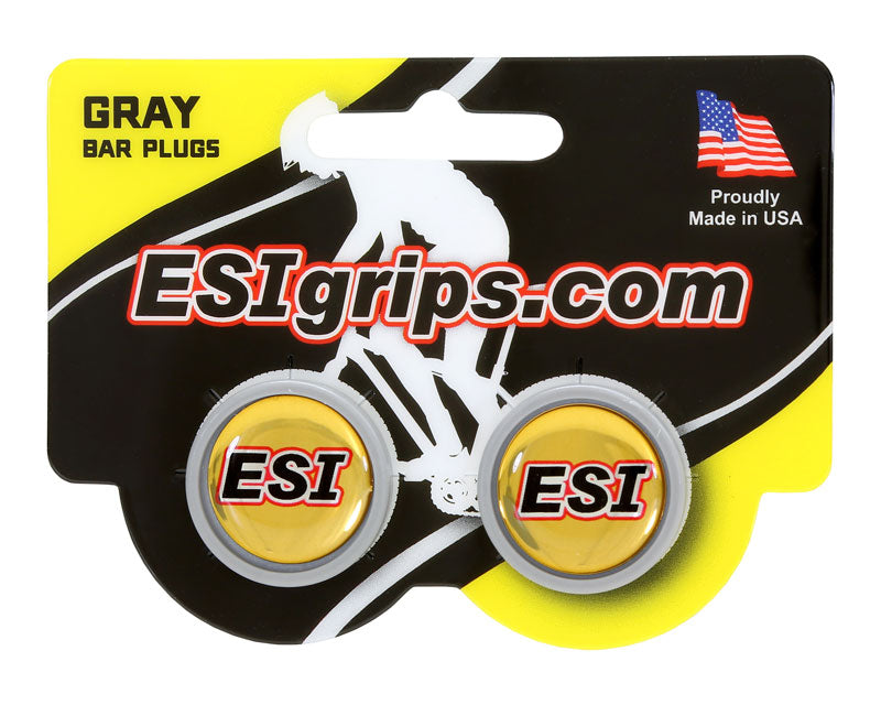 ESI Grips Bar Plugs in Gray with Gold ESI Decal