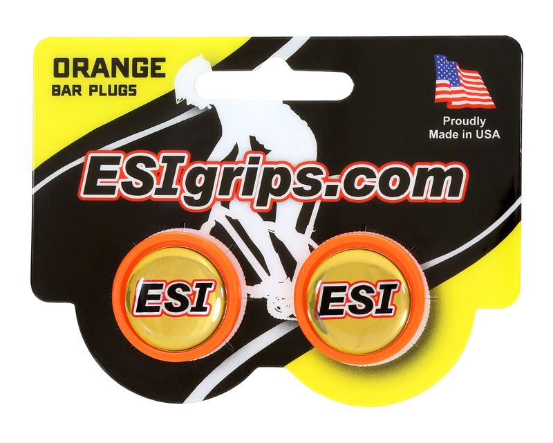 ESI Grips Bar Plugs in bright Orange with Gold ESI Decal