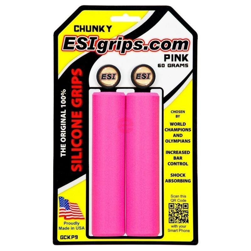 ESI Silicone Bicycle Grips in Chunky Pink on packaging
