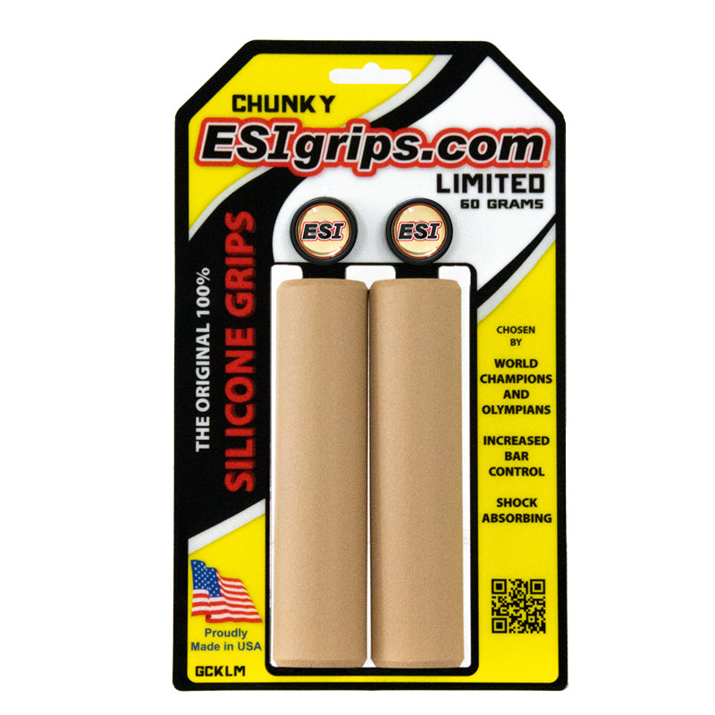 ESI grips silicone bicycle grips limited edition chunky Tan on packaging