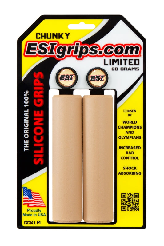 Custom Engraved ESI Grips Silicone Bicycle Grips in Chunky Tan