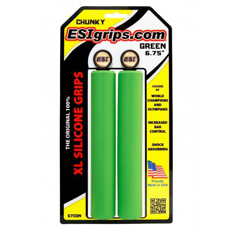 6.75 inch xl chunky green esi silicone grips for longer bicycle bars