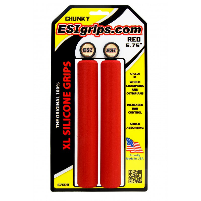 6.75 inch xl chunky red esi silicone grips for longer bicycle bars