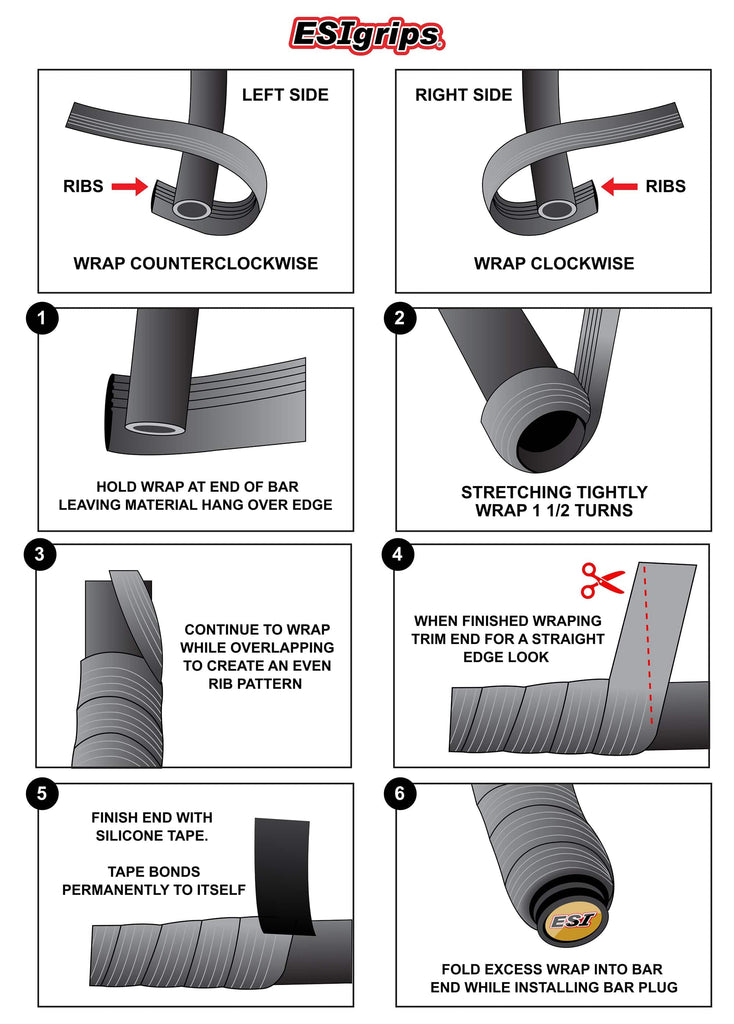 ESI Grips Ribbed RCT bar tape wrap installation instructions