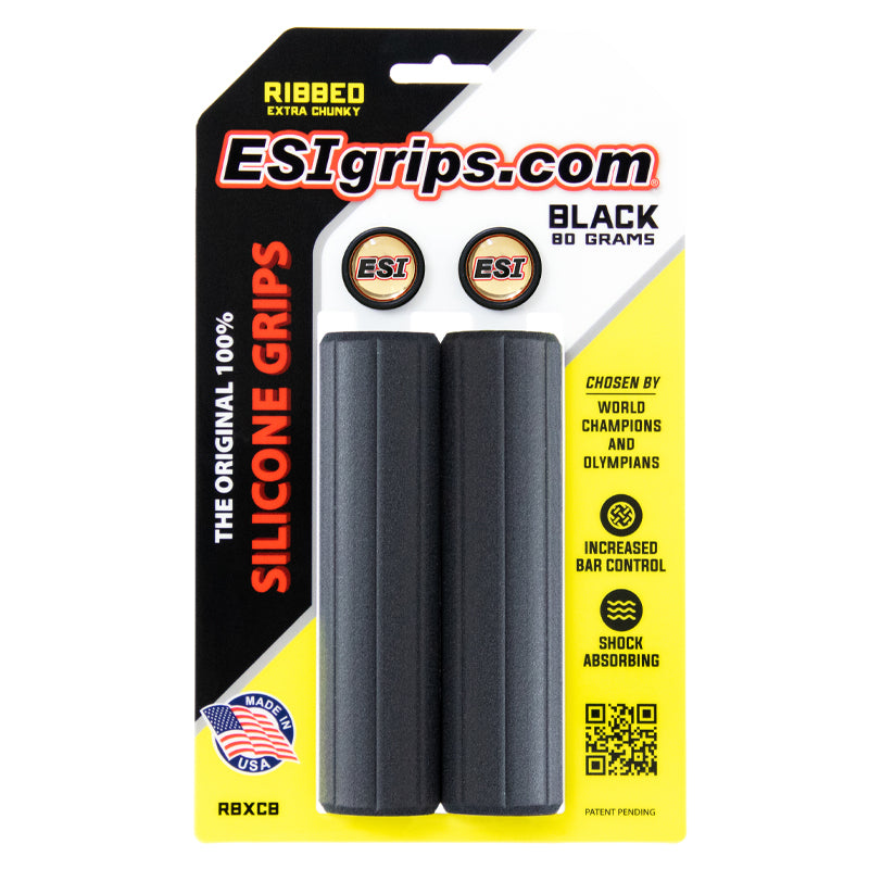 ESI Grips Silicone Bicycle Grips Ribbed Extra Chunky Black on packaging