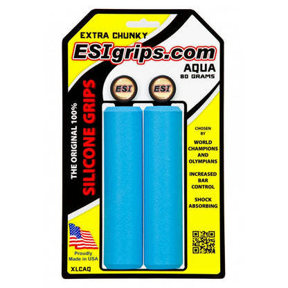 Extra Chunky Aqua ESI Grips silicone bicycle grips on packaging