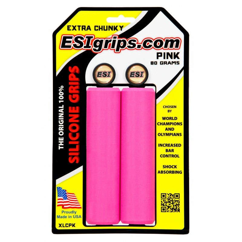 Extra Chunky Pink ESI Grips silicone bicycle grips on packaging