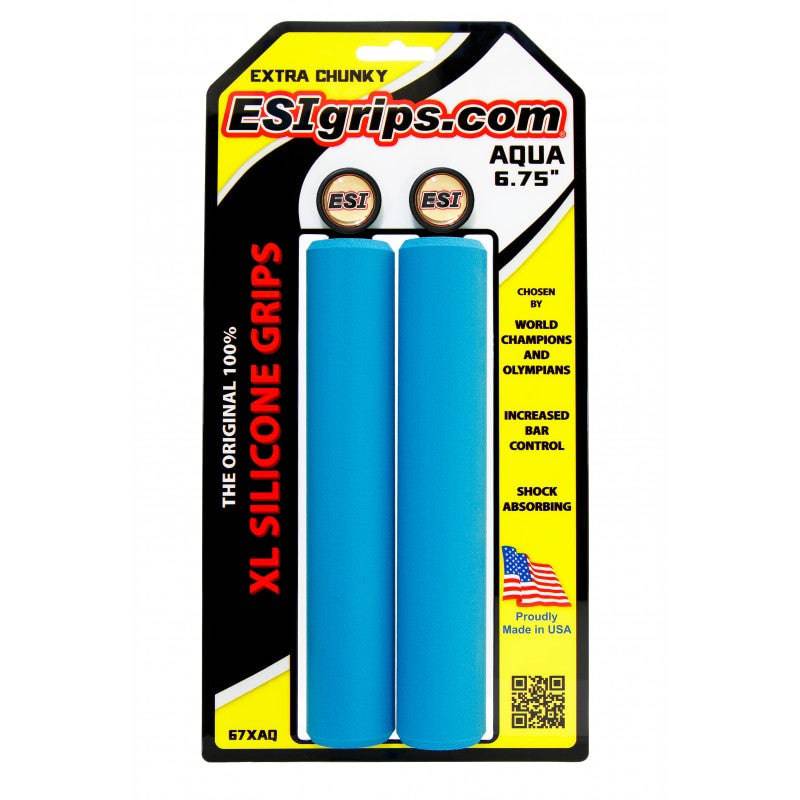6.75 inch xl extra chunky aqua esi silicone grips for longer bicycle bars