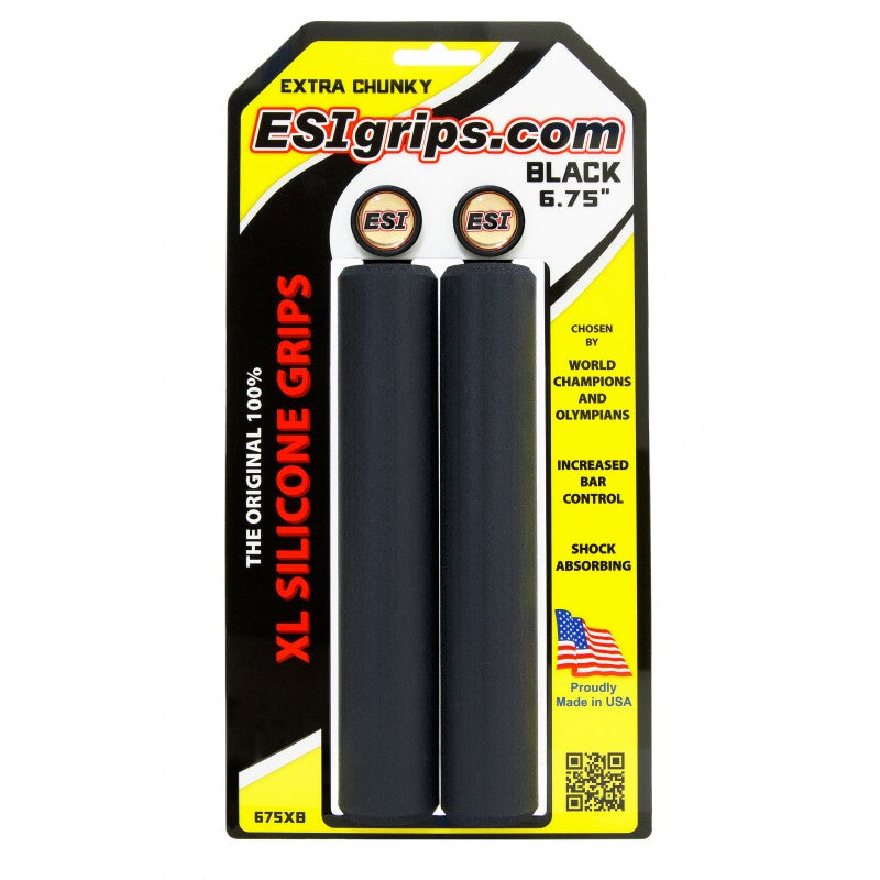 6.75 inch xl extra chunky black esi silicone grips for longer bicycle bars