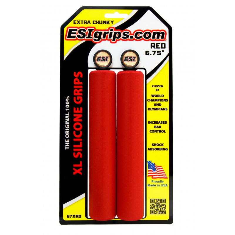 6.75 inch xl extra chunky red esi silicone grips for longer bicycle bars
