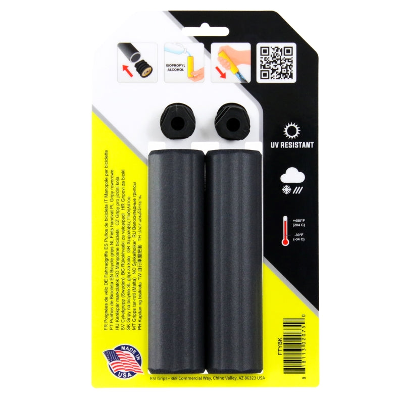 ESI Grips thickest Silicone Bicycle Grips Fattys in Black back of packaging
