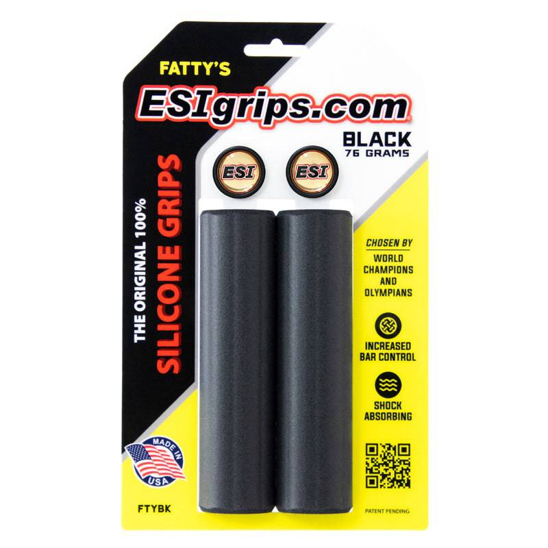 ESI Grips thickest Silicone Bicycle Grips Fattys in Black on packaging