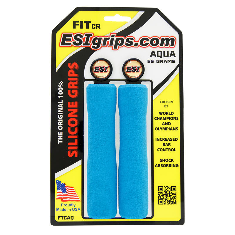 ESI Grips Silicone Bicycle Grips FIT CR aqua on packaging