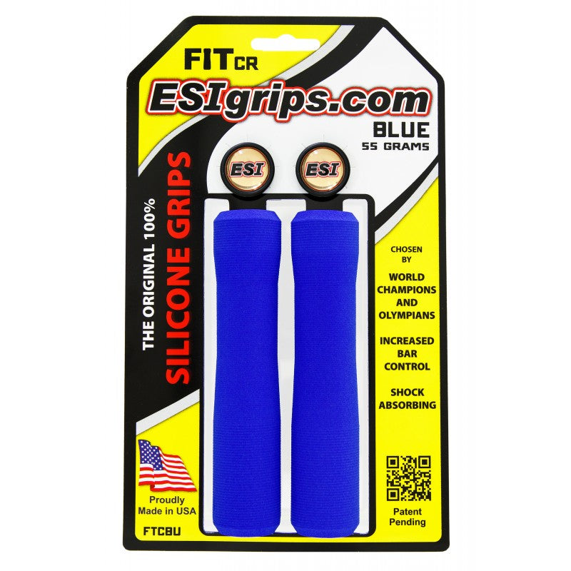 ESI Grips Silicone Bicycle Grips FIT CR Blue on packaging