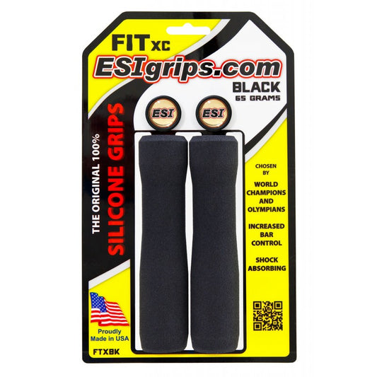 ESI Grips Silicone Bicycle Grips FIT XC Black on packaging