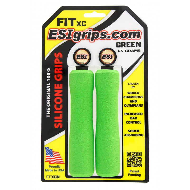 ESI Grips Silicone Bicycle Grips FIT XC Green on packaging