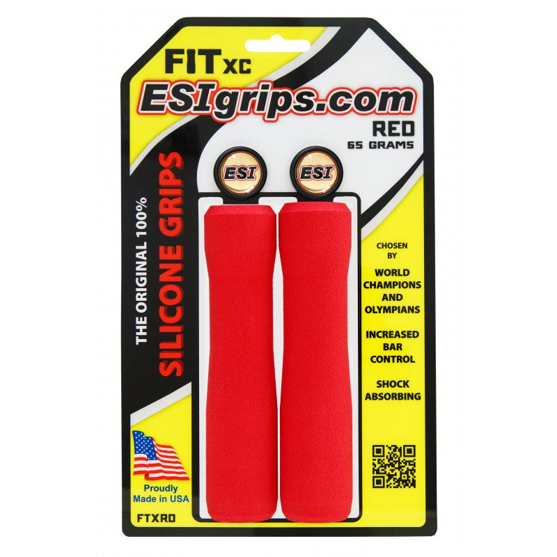ESI Grips Silicone Bicycle Grips FIT XC Red  on packaging