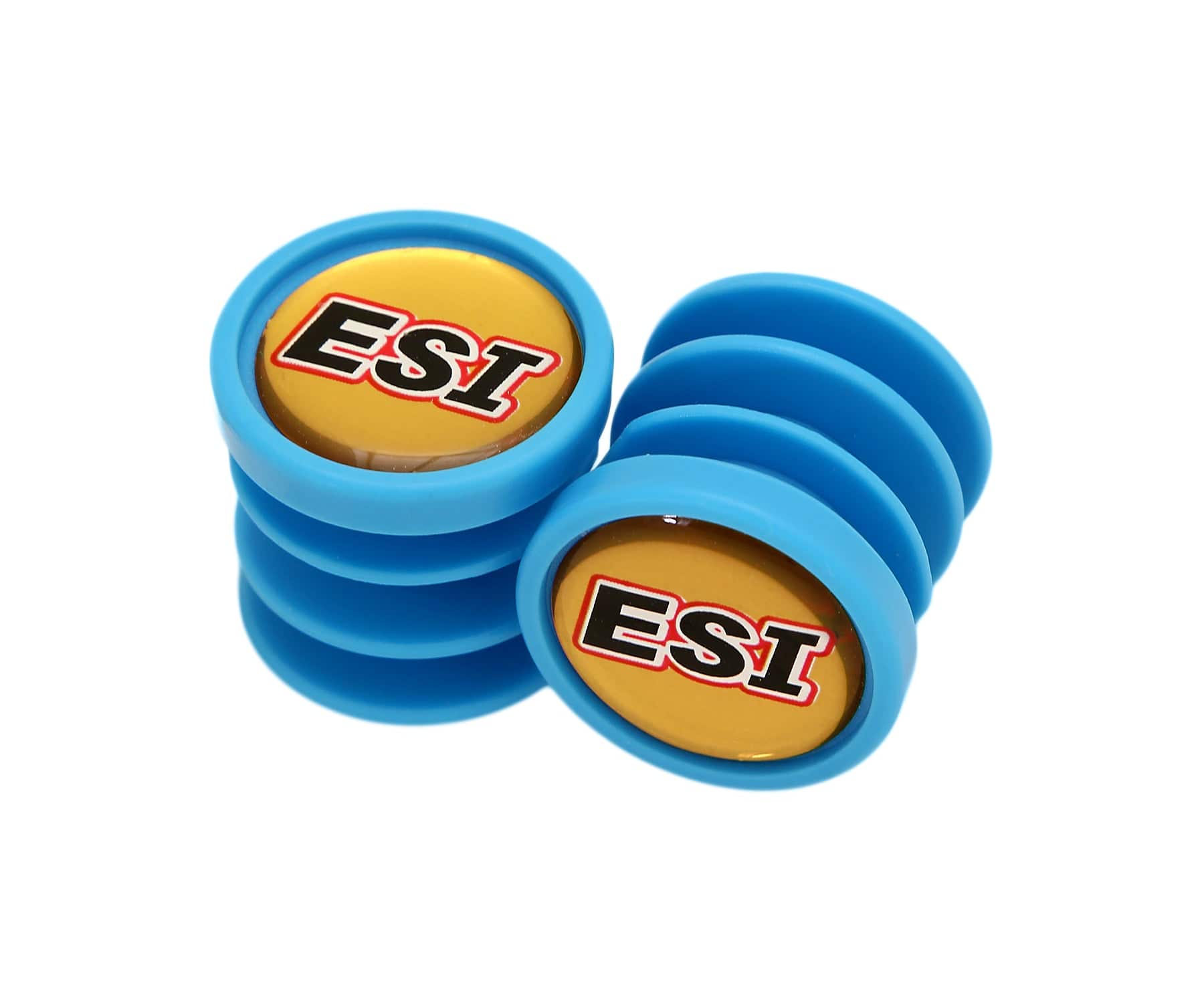 ESI Grips Bar Plugs in Aqua with Gold ESI Decal