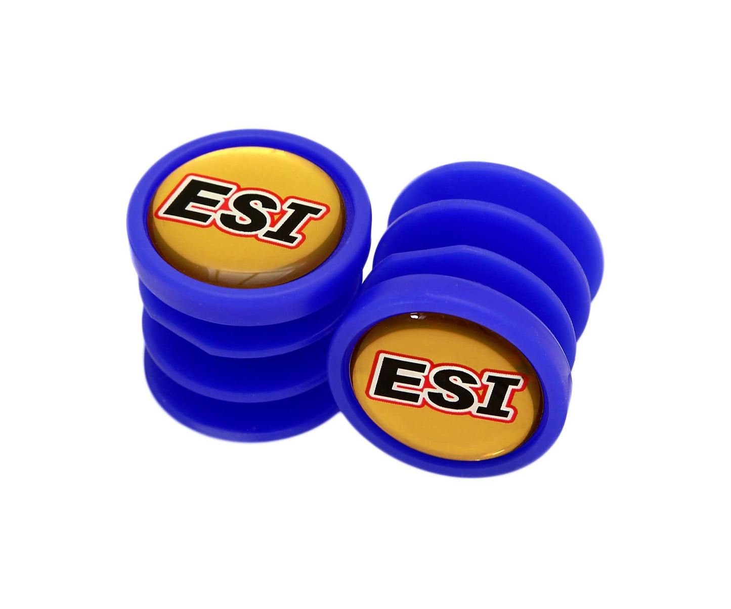 ESI Grips Bar Plugs in Blue with Gold ESI Decal 