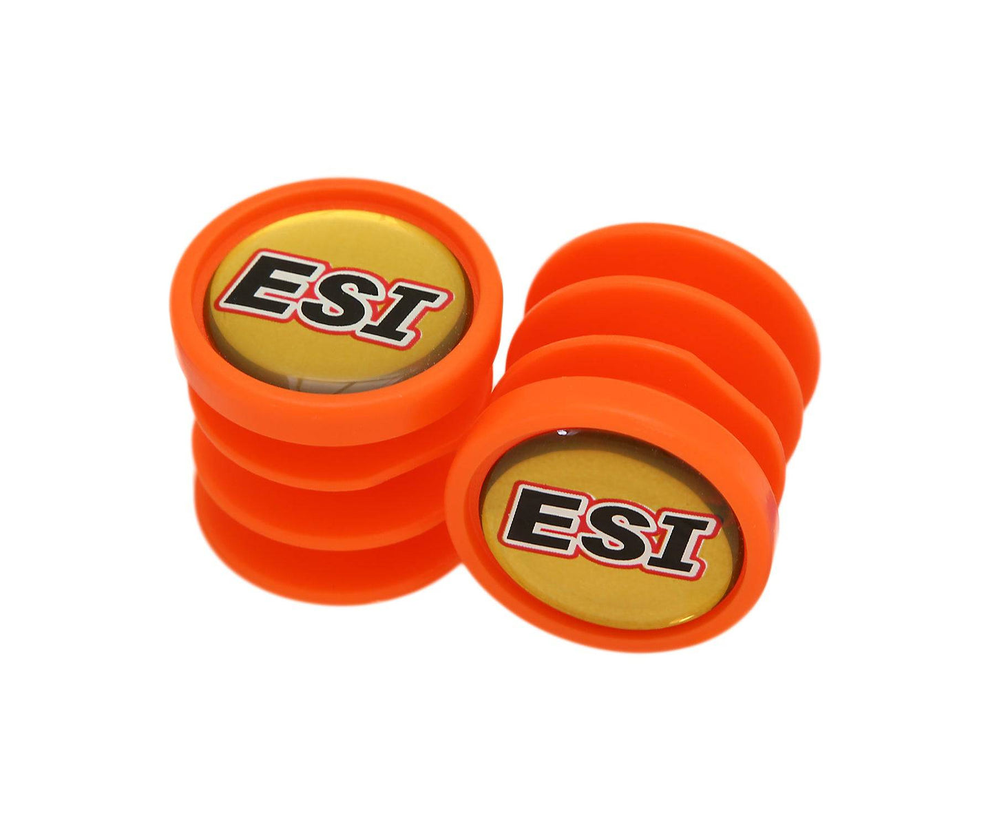 ESI Grips Bar Plugs in bright Orange with Gold ESI Decal