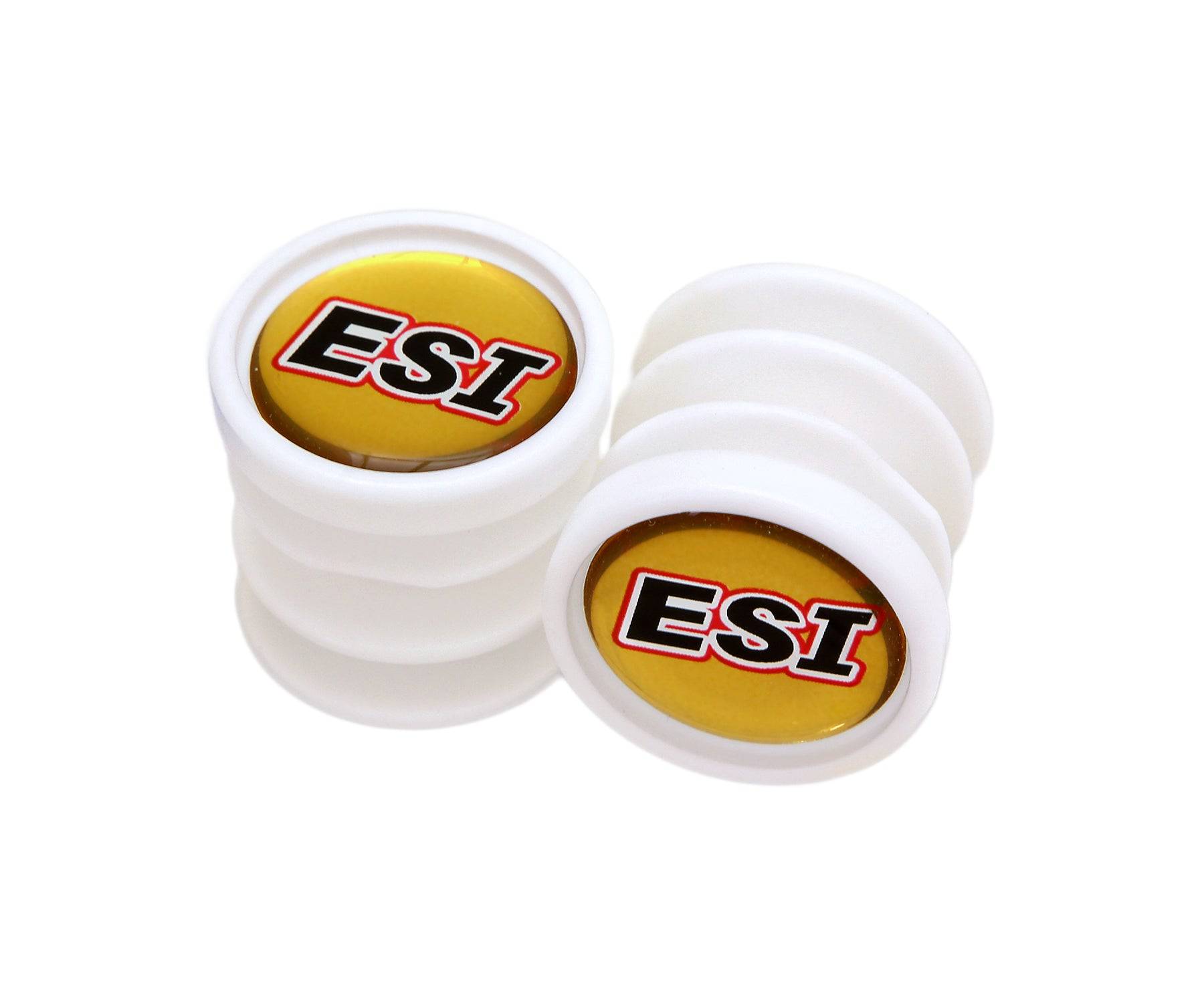 ESI Grips Bar Plugs in White with Gold ESI Decal