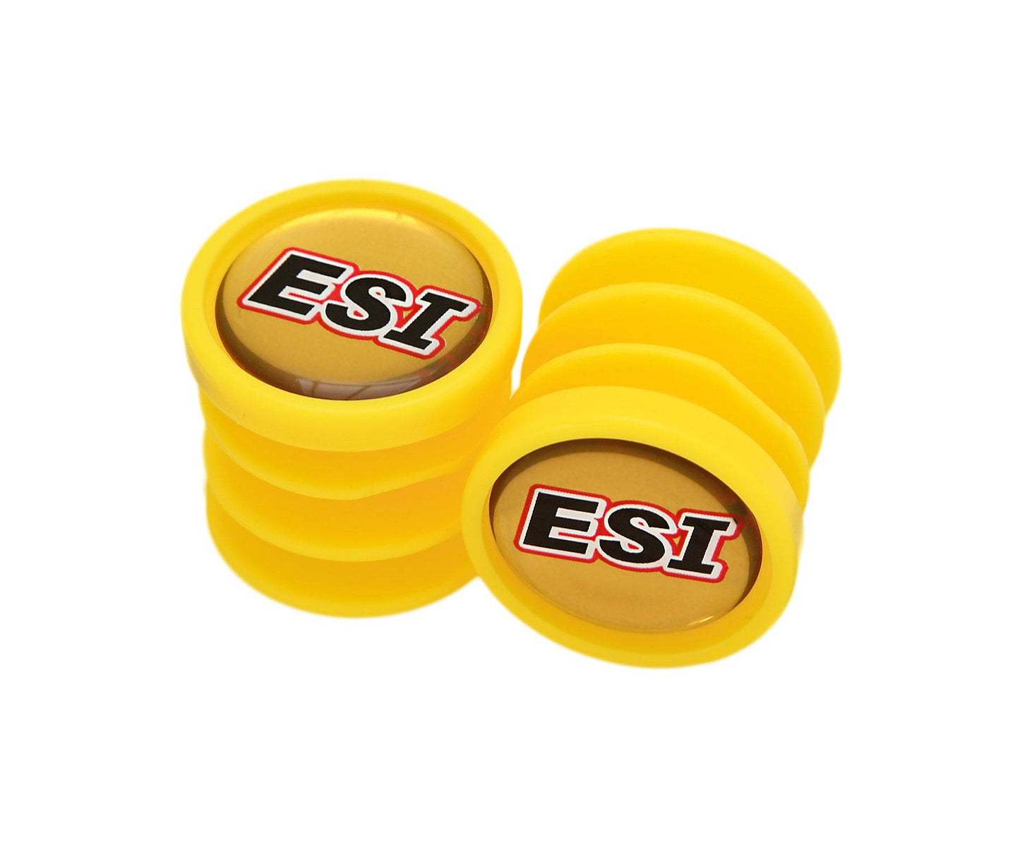 ESI Grips Bar Plugs in bright Yellow with Gold ESI Decal