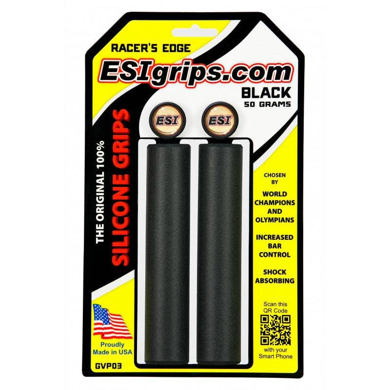 ESI grips thinnest light weight silicone bicycle grips Racers Edge Black on packaging